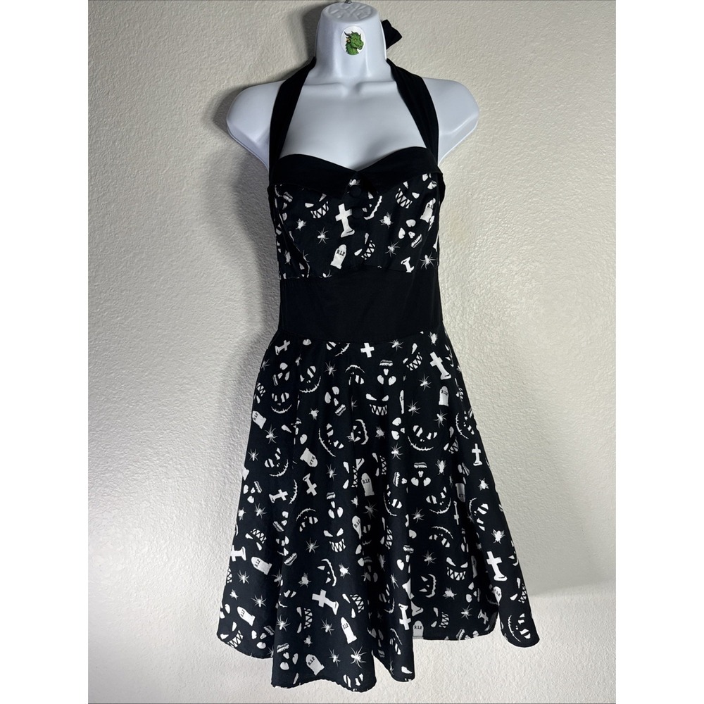 HELL BUNNY Haunt Dress Large Rockabilly Gothic Pinup Halloween Spooky Whimsigoth